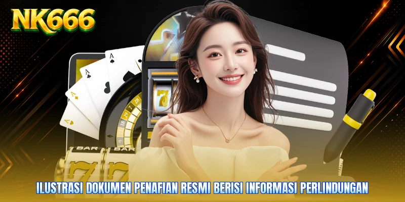 Ilustrasi dokumen penafian resmi berisi informasi perlindungan